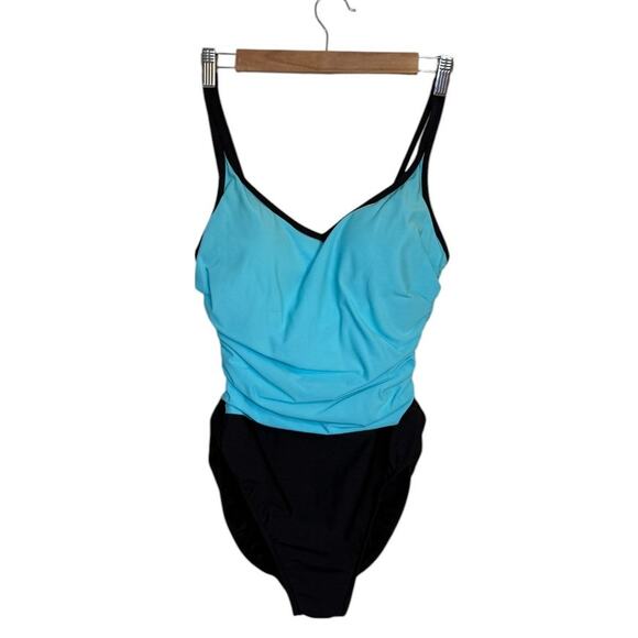 Trimshaper Swimsuit Women 10 Teal‎ Blue Beach Vacation Resort Cruise Summer Sand - Picture 1 of 7